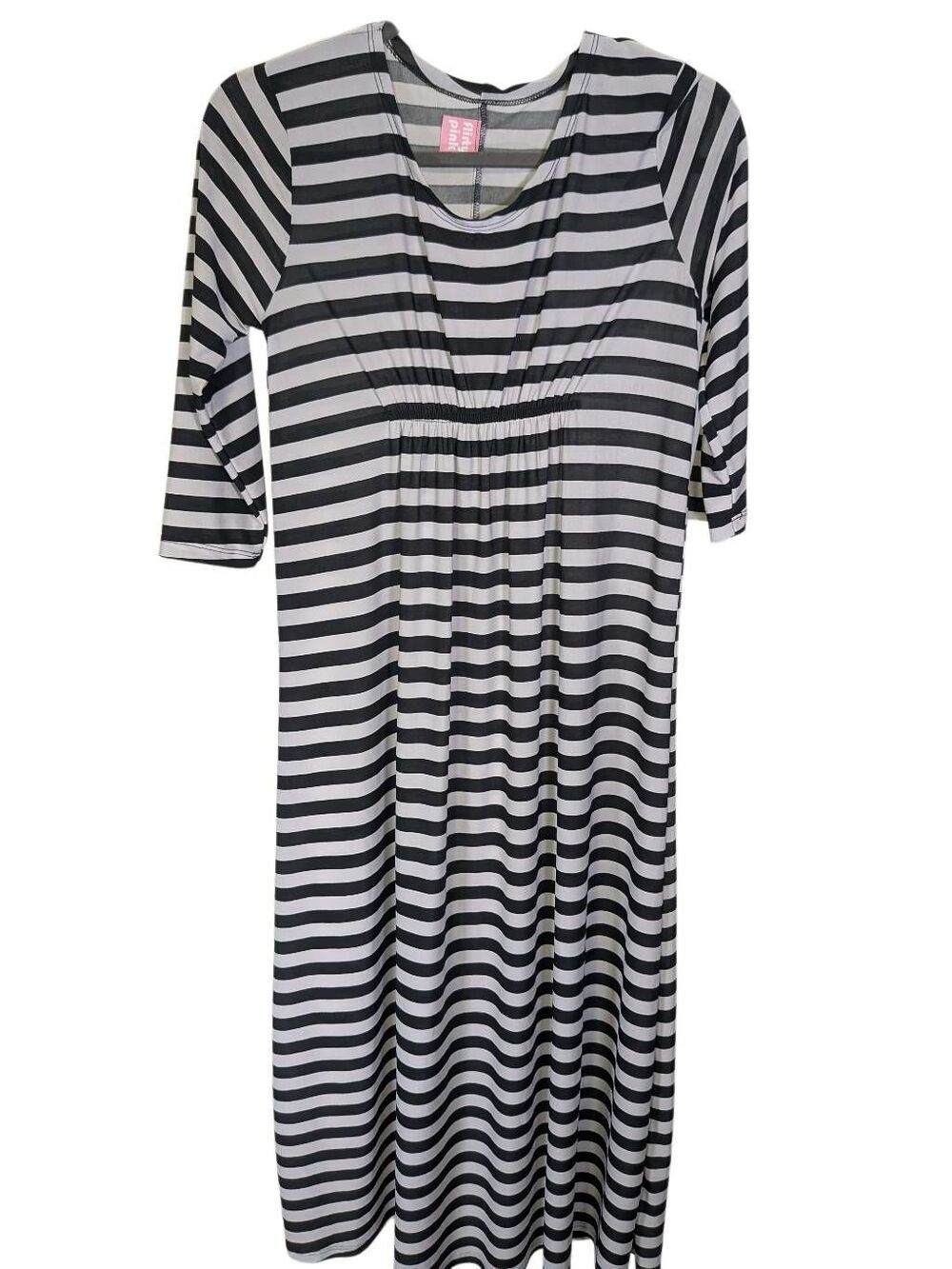 Flirty Pink Black & White Striped Maxi Dress Women's Size Medium